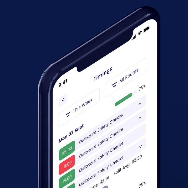 Smeaton mobile application showing round timings