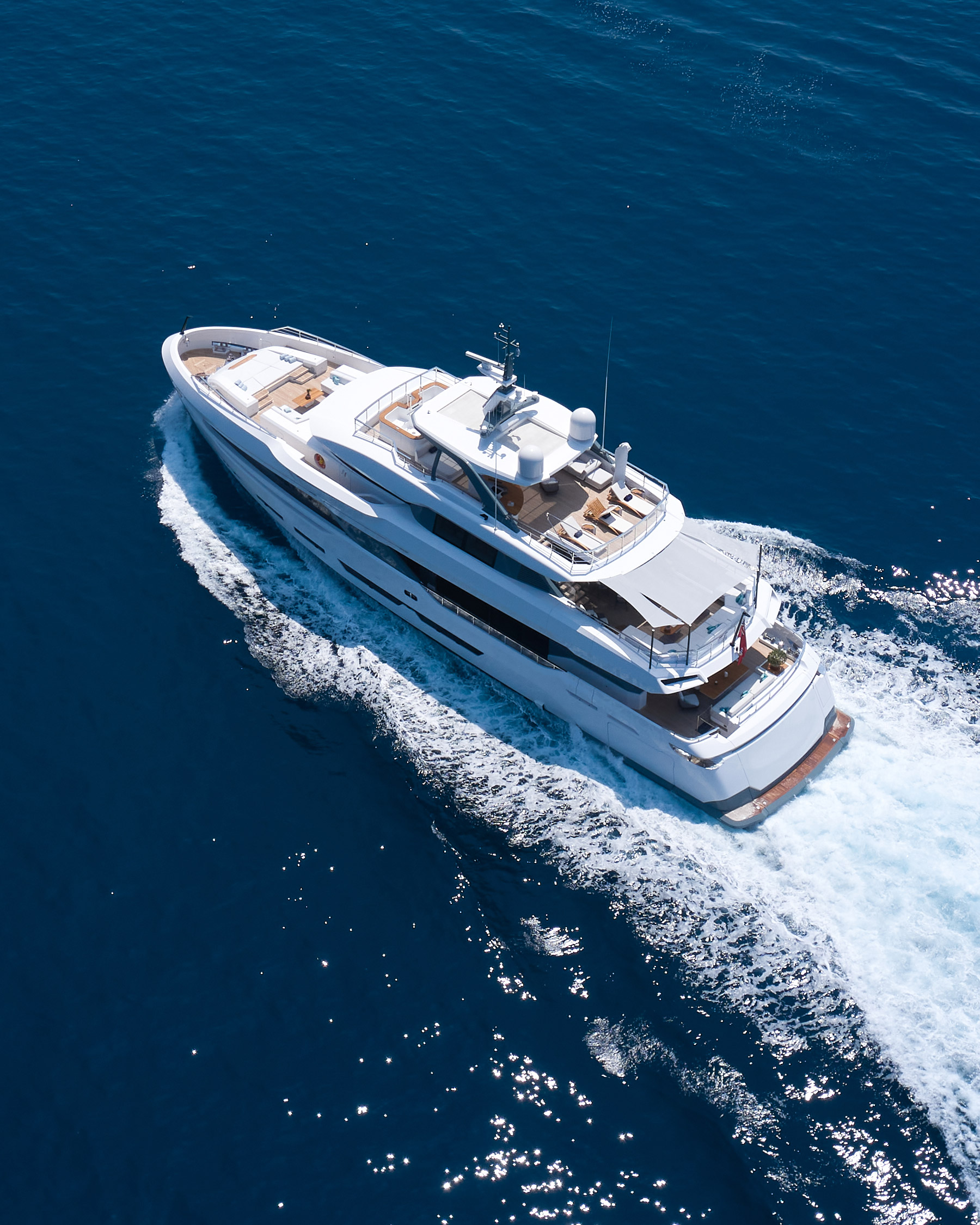 Luxury superyacht in deep blue water